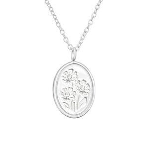 Sterling Silver Flower and Stone Necklace